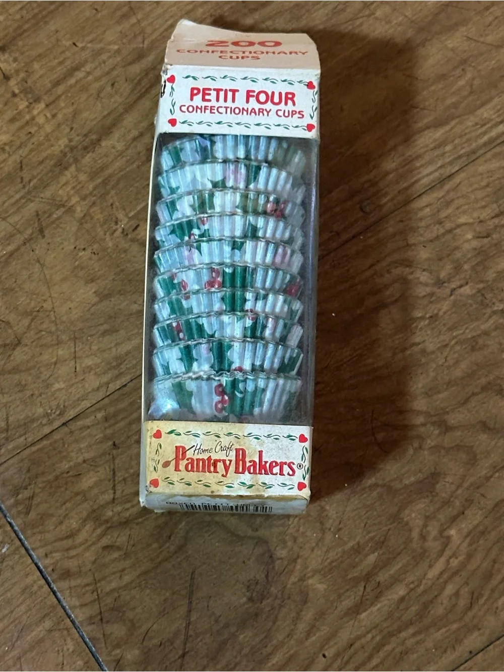2 Antique Holly Berry Cupcake Liners - 1-regular and 1 pack of mini.